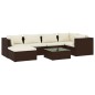 vidaXL 7-tlg. Garten-Lounge-Set mit Kissen Poly Rattan Braun vidaXL 7-tlg. Garten-Lounge-Set mit Kissen Poly Rattan Braun