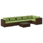 vidaXL 7-tlg. Garten-Lounge-Set mit Kissen Poly Rattan Braun vidaXL 7-tlg. Garten-Lounge-Set mit Kissen Poly Rattan Braun