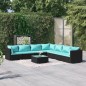 vidaXL 8-tlg. Garten-Lounge-Set mit Kissen Poly Rattan Schwarz vidaXL 8-tlg. Garten-Lounge-Set mit Kissen Poly Rattan Schwarz
