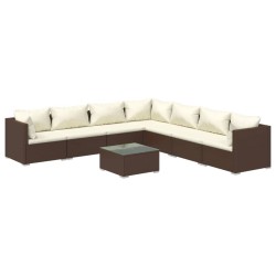 vidaXL 8-tlg. Garten-Lounge-Set mit Kissen Poly Rattan Braun
