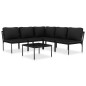 6-tlg. Garten-Lounge-Set mit Auflagen Schwarz PVC 6-tlg. Garten-Lounge-Set mit Auflagen Schwarz PVC