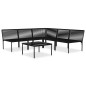 6-tlg. Garten-Lounge-Set mit Auflagen Schwarz PVC 6-tlg. Garten-Lounge-Set mit Auflagen Schwarz PVC