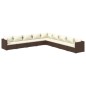 vidaXL 9-tlg. Garten-Lounge-Set mit Kissen Poly Rattan Braun vidaXL 9-tlg. Garten-Lounge-Set mit Kissen Poly Rattan Braun