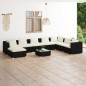 vidaXL 9-tlg. Garten-Lounge-Set mit Kissen Poly Rattan Schwarz vidaXL 9-tlg. Garten-Lounge-Set mit Kissen Poly Rattan Schwarz
