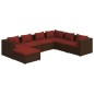 vidaXL 7-tlg. Garten-Lounge-Set mit Kissen Poly Rattan Braun vidaXL 7-tlg. Garten-Lounge-Set mit Kissen Poly Rattan Braun