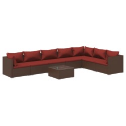 vidaXL 8-tlg. Garten-Lounge-Set mit Kissen Poly Rattan Braun