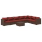 vidaXL 8-tlg. Garten-Lounge-Set mit Kissen Poly Rattan Braun vidaXL 8-tlg. Garten-Lounge-Set mit Kissen Poly Rattan Braun