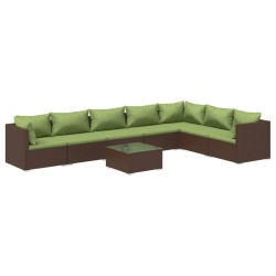 vidaXL 8-tlg. Garten-Lounge-Set mit Kissen Poly Rattan Braun
