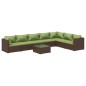 vidaXL 8-tlg. Garten-Lounge-Set mit Kissen Poly Rattan Braun vidaXL 8-tlg. Garten-Lounge-Set mit Kissen Poly Rattan Braun