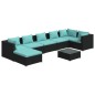 vidaXL 8-tlg. Garten-Lounge-Set mit Kissen Poly Rattan Schwarz vidaXL 8-tlg. Garten-Lounge-Set mit Kissen Poly Rattan Schwarz
