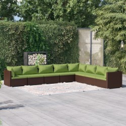 vidaXL 8-tlg. Garten-Lounge-Set mit Kissen Poly Rattan Braun