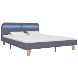 vidaXL Bettgestell mit LED Hellgrau Stoff 160x200 cm