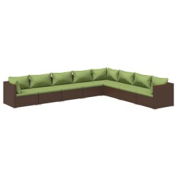vidaXL 8-tlg. Garten-Lounge-Set mit Kissen Poly Rattan Braun