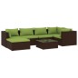 vidaXL 7-tlg. Garten-Lounge-Set mit Kissen Poly Rattan Braun vidaXL 7-tlg. Garten-Lounge-Set mit Kissen Poly Rattan Braun