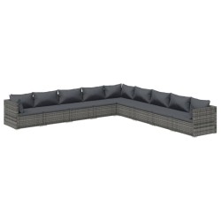 vidaXL 9-tlg. Garten-Lounge-Set mit Kissen Poly Rattan Grau