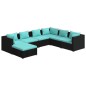vidaXL 7-tlg. Garten-Lounge-Set mit Kissen Poly Rattan Schwarz vidaXL 7-tlg. Garten-Lounge-Set mit Kissen Poly Rattan Schwarz