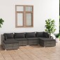 vidaXL 6-tlg. Garten-Lounge-Set mit Kissen Poly Rattan Grau vidaXL 6-tlg. Garten-Lounge-Set mit Kissen Poly Rattan Grau