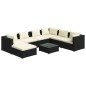 vidaXL 8-tlg. Garten-Lounge-Set mit Kissen Poly Rattan Schwarz vidaXL 8-tlg. Garten-Lounge-Set mit Kissen Poly Rattan Schwarz