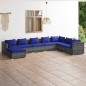 vidaXL 8-tlg. Garten-Lounge-Set mit Kissen Poly Rattan Grau vidaXL 8-tlg. Garten-Lounge-Set mit Kissen Poly Rattan Grau