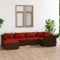 vidaXL 6-tlg. Garten-Lounge-Set mit Kissen Poly Rattan Braun vidaXL 6-tlg. Garten-Lounge-Set mit Kissen Poly Rattan Braun