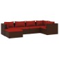 vidaXL 6-tlg. Garten-Lounge-Set mit Kissen Poly Rattan Braun vidaXL 6-tlg. Garten-Lounge-Set mit Kissen Poly Rattan Braun