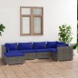 vidaXL 6-tlg. Garten-Lounge-Set mit Kissen Poly Rattan Grau vidaXL 6-tlg. Garten-Lounge-Set mit Kissen Poly Rattan Grau