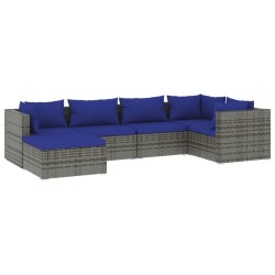 vidaXL 6-tlg. Garten-Lounge-Set mit Kissen Poly Rattan Grau