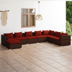vidaXL 8-tlg. Garten-Lounge-Set mit Kissen Poly Rattan Braun