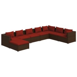 vidaXL 8-tlg. Garten-Lounge-Set mit Kissen Poly Rattan Braun