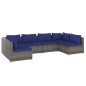vidaXL 6-tlg. Garten-Lounge-Set mit Kissen Poly Rattan Grau vidaXL 6-tlg. Garten-Lounge-Set mit Kissen Poly Rattan Grau