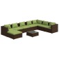 vidaXL 9-tlg. Garten-Lounge-Set mit Kissen Poly Rattan Braun vidaXL 9-tlg. Garten-Lounge-Set mit Kissen Poly Rattan Braun