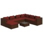 vidaXL 8-tlg. Garten-Lounge-Set mit Kissen Poly Rattan Braun vidaXL 8-tlg. Garten-Lounge-Set mit Kissen Poly Rattan Braun