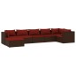 vidaXL 7-tlg. Garten-Lounge-Set mit Kissen Poly Rattan Braun vidaXL 7-tlg. Garten-Lounge-Set mit Kissen Poly Rattan Braun