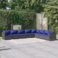 vidaXL 8-tlg. Garten-Lounge-Set mit Kissen Poly Rattan Grau