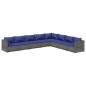 vidaXL 8-tlg. Garten-Lounge-Set mit Kissen Poly Rattan Grau vidaXL 8-tlg. Garten-Lounge-Set mit Kissen Poly Rattan Grau