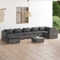 vidaXL 8-tlg. Garten-Lounge-Set mit Kissen Poly Rattan Grau vidaXL 8-tlg. Garten-Lounge-Set mit Kissen Poly Rattan Grau