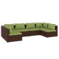 vidaXL 6-tlg. Garten-Lounge-Set mit Kissen Poly Rattan Braun vidaXL 6-tlg. Garten-Lounge-Set mit Kissen Poly Rattan Braun