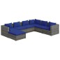 vidaXL 7-tlg. Garten-Lounge-Set mit Kissen Poly Rattan Grau vidaXL 7-tlg. Garten-Lounge-Set mit Kissen Poly Rattan Grau