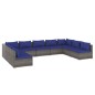 vidaXL 9-tlg. Garten-Lounge-Set mit Kissen Poly Rattan Grau vidaXL 9-tlg. Garten-Lounge-Set mit Kissen Poly Rattan Grau