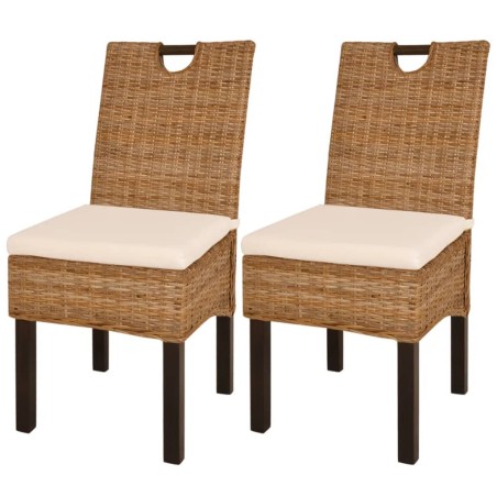 Esszimmerstühle 2 Stk. Kubu-Rattan Mangoholz