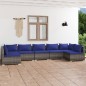 vidaXL 7-tlg. Garten-Lounge-Set mit Kissen Poly Rattan Grau vidaXL 7-tlg. Garten-Lounge-Set mit Kissen Poly Rattan Grau