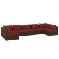 vidaXL 7-tlg. Garten-Lounge-Set mit Kissen Poly Rattan Braun vidaXL 7-tlg. Garten-Lounge-Set mit Kissen Poly Rattan Braun