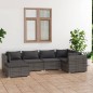 vidaXL 6-tlg. Garten-Lounge-Set mit Kissen Poly Rattan Grau vidaXL 6-tlg. Garten-Lounge-Set mit Kissen Poly Rattan Grau