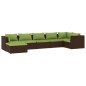 vidaXL 7-tlg. Garten-Lounge-Set mit Kissen Poly Rattan Braun vidaXL 7-tlg. Garten-Lounge-Set mit Kissen Poly Rattan Braun