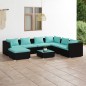 vidaXL 8-tlg. Garten-Lounge-Set mit Kissen Poly Rattan Schwarz vidaXL 8-tlg. Garten-Lounge-Set mit Kissen Poly Rattan Schwarz