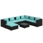 vidaXL 8-tlg. Garten-Lounge-Set mit Kissen Poly Rattan Schwarz vidaXL 8-tlg. Garten-Lounge-Set mit Kissen Poly Rattan Schwarz