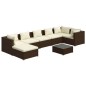 vidaXL 8-tlg. Garten-Lounge-Set mit Kissen Poly Rattan Braun vidaXL 8-tlg. Garten-Lounge-Set mit Kissen Poly Rattan Braun