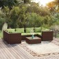 vidaXL 7-tlg. Garten-Lounge-Set mit Kissen Poly Rattan Braun vidaXL 7-tlg. Garten-Lounge-Set mit Kissen Poly Rattan Braun
