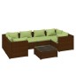 vidaXL 7-tlg. Garten-Lounge-Set mit Kissen Poly Rattan Braun vidaXL 7-tlg. Garten-Lounge-Set mit Kissen Poly Rattan Braun