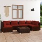vidaXL 7-tlg. Garten-Lounge-Set mit Kissen Poly Rattan Braun vidaXL 7-tlg. Garten-Lounge-Set mit Kissen Poly Rattan Braun